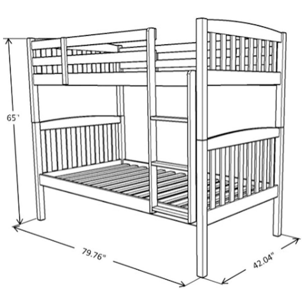 Claire Twin Wood Bunk Bed with Storage/Tray in Brown-Mattresses Not Included. Picture 4
