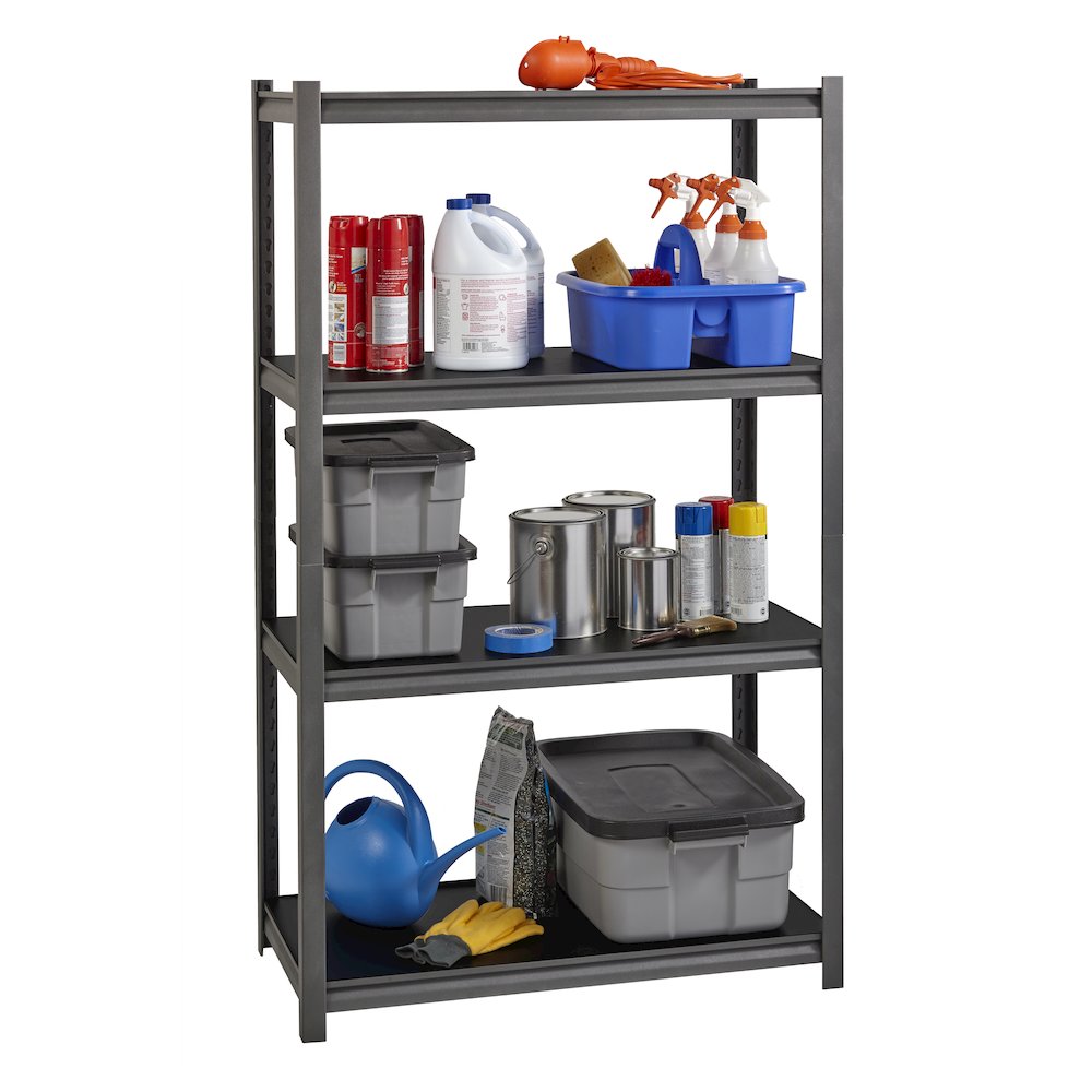 Iron Horse Riveted Steel Shelving 5-Shelf Unit, 18Dx48Wx72H, Gunmetal Gray/Black. Picture 3
