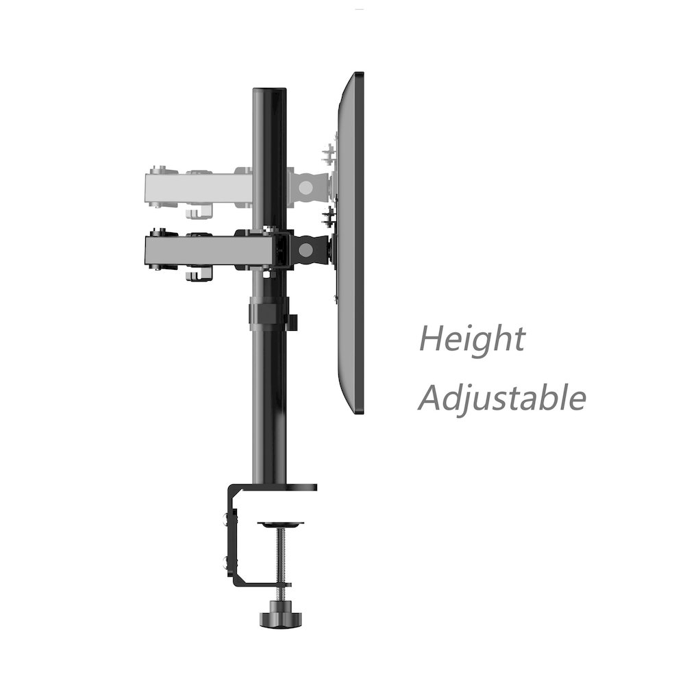 Rocelco Premium Desk Computer Monitor Mount - VESA pattern Fits 13" - 27" LED LCD Dual Flat Screen - Double Articulated Full Motion Adjustable Arm - Grommet and C Clamp - Black (R DM2). Picture 3