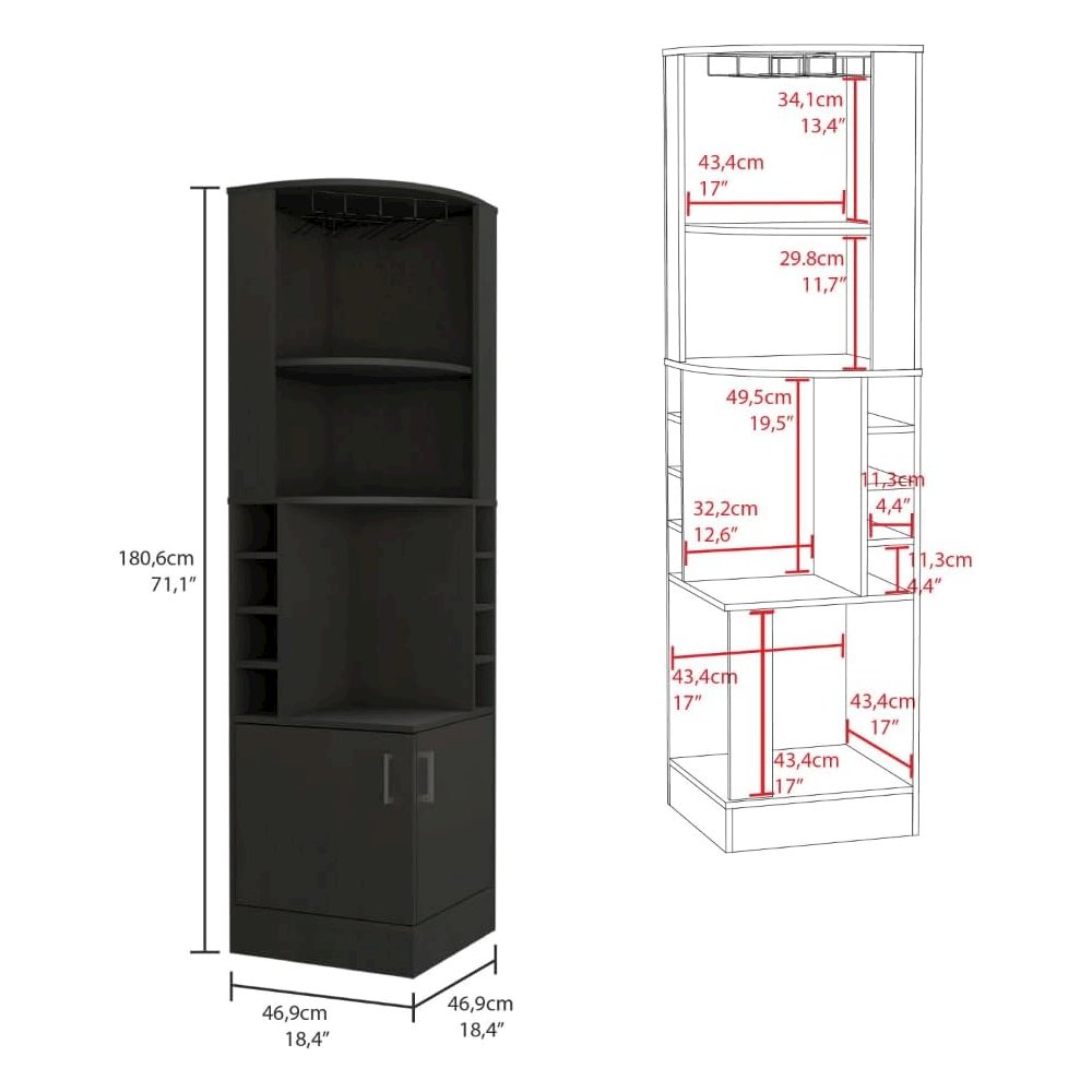 Being Kava Corner Bar Cabinet Black MDF. Picture 2