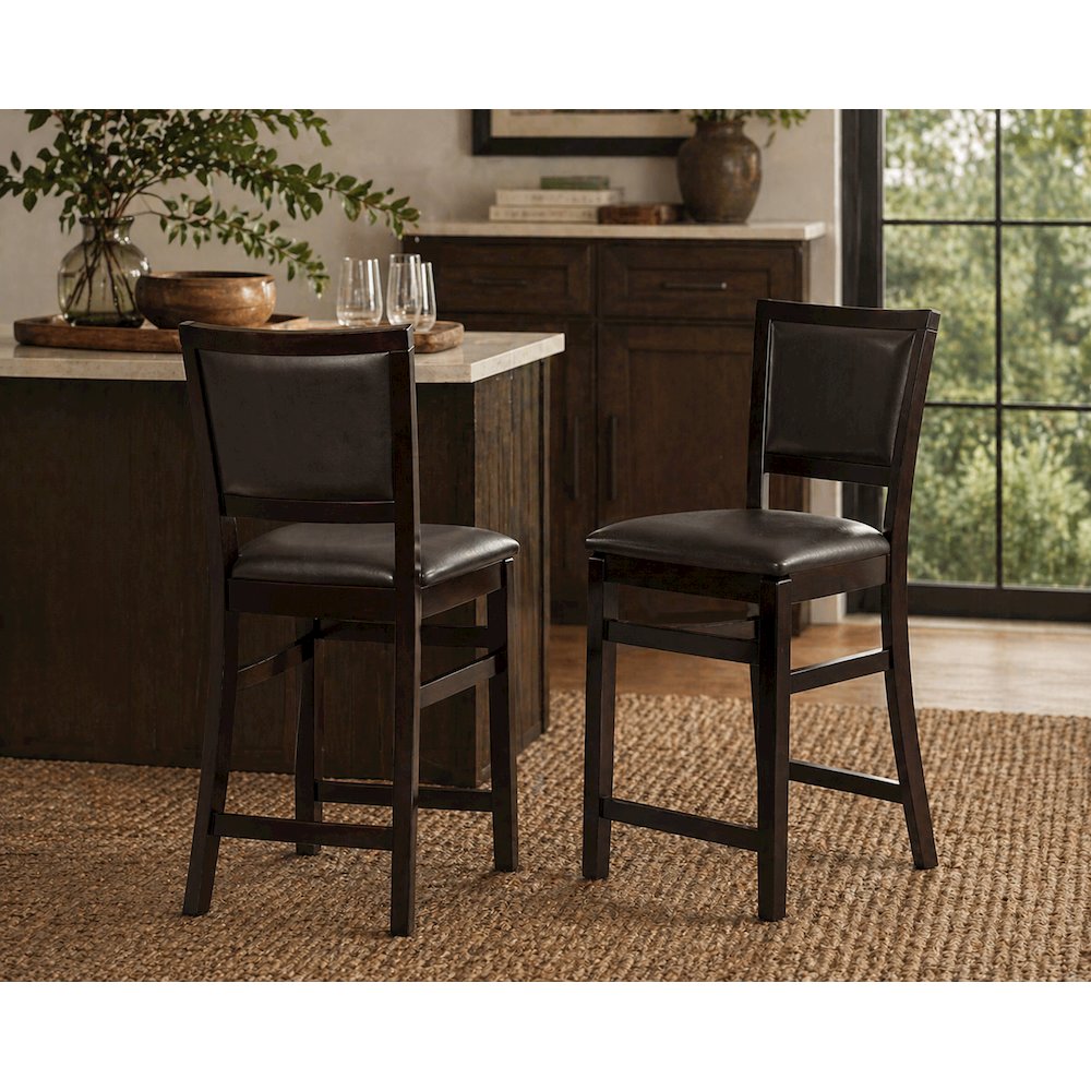 Foldable Plywood Counter Stool with Merlot Finish and Comfortable Foam Seat. Picture 2