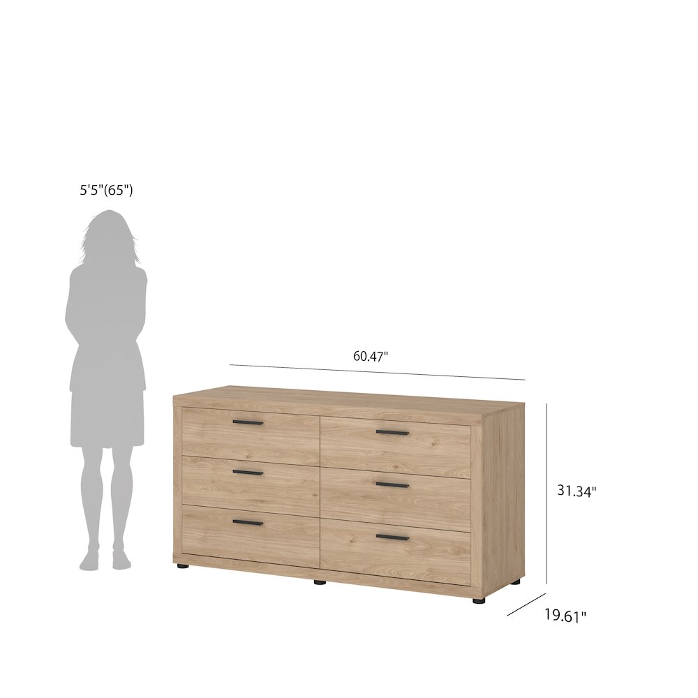 Mira 6 Drawer Double Dresser, Jackson Hickory. Picture 9