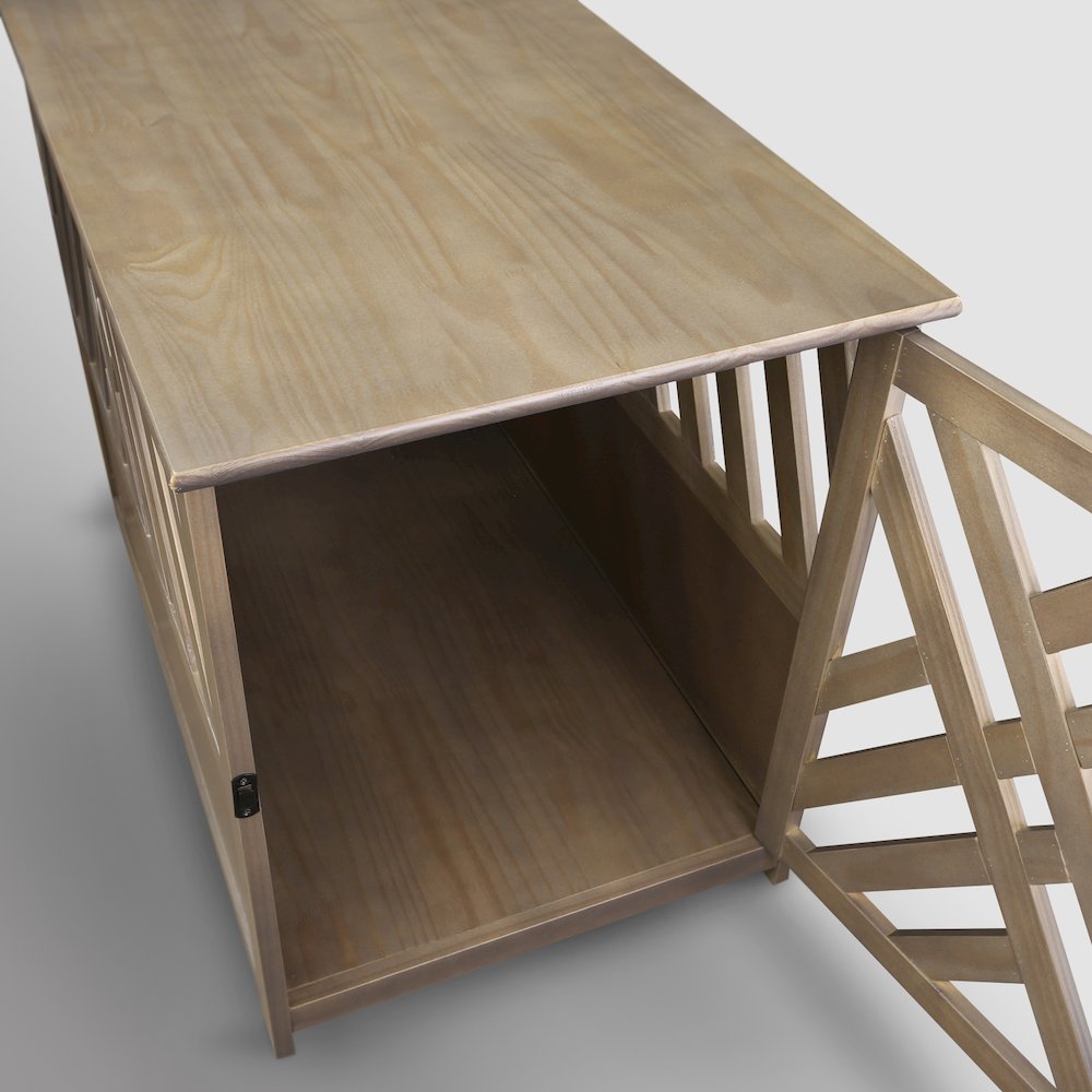 Modern Lattice Wooden Pet Crate End Table. Picture 5