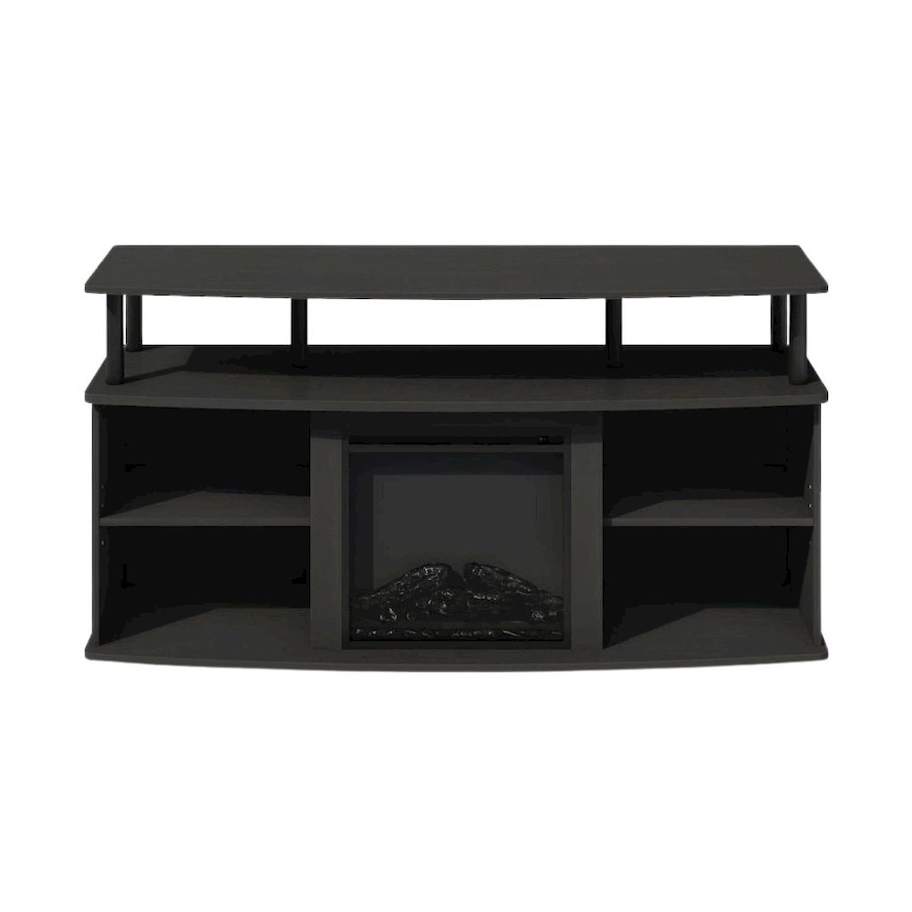 Black Fireplace TV Stand,Four Shelves for 55 Inch Displays and Media Storage. Picture 4