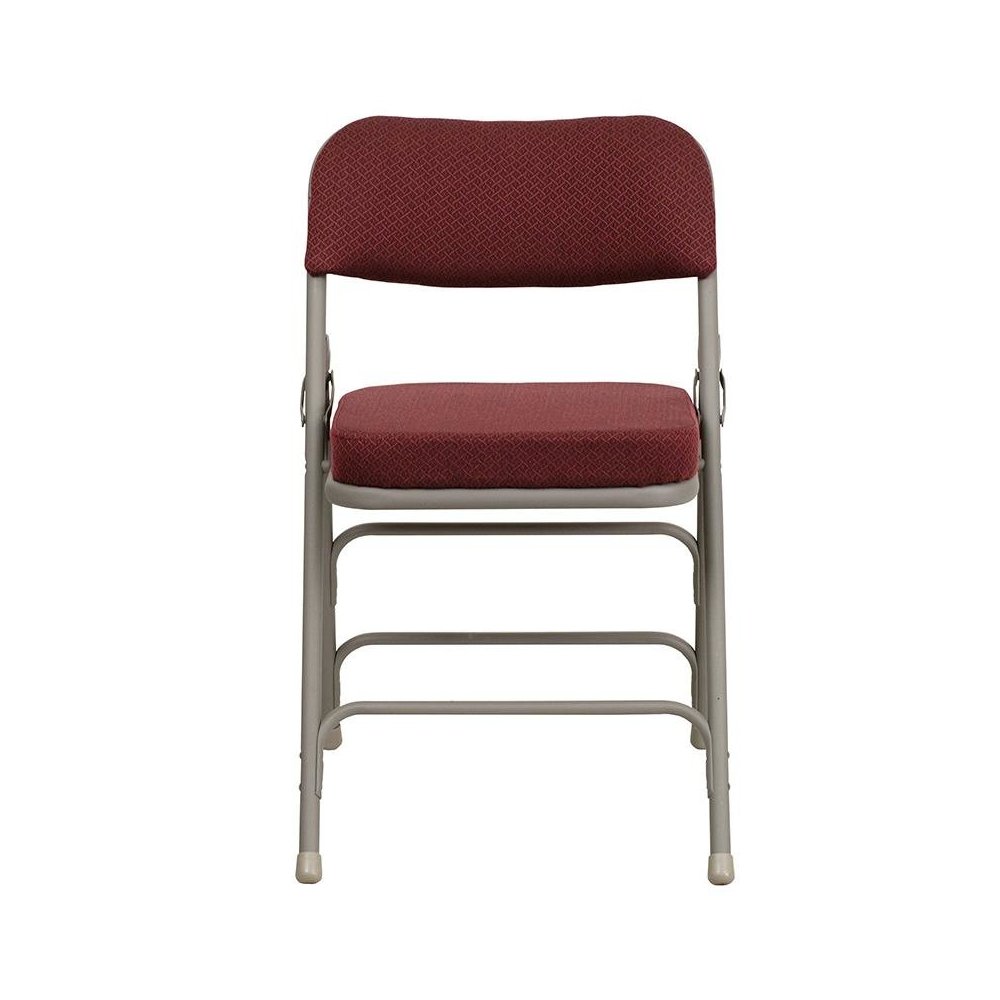 4 Pk. Triple Braced & Double Hinged Burgundy Fabric Metal Folding Chair. Picture 4
