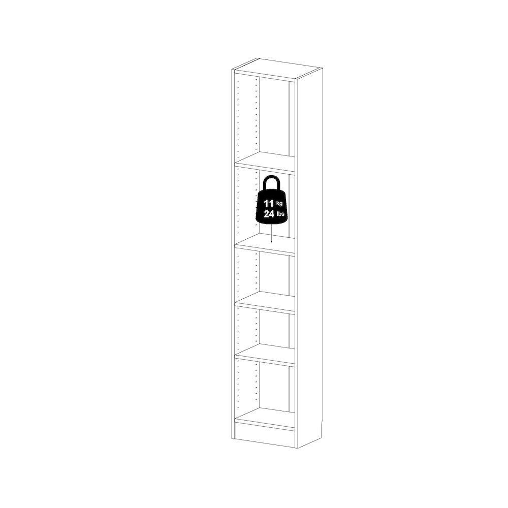 Basic Tall Narrow 5 Shelf Bookcase - White. Picture 8