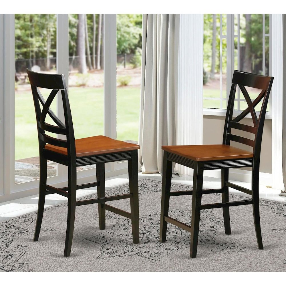 Quincy  Counter  Height  Stools  With  X-Back  in  Black  &  Cherry  Finish,  Set  of  2. Picture 4