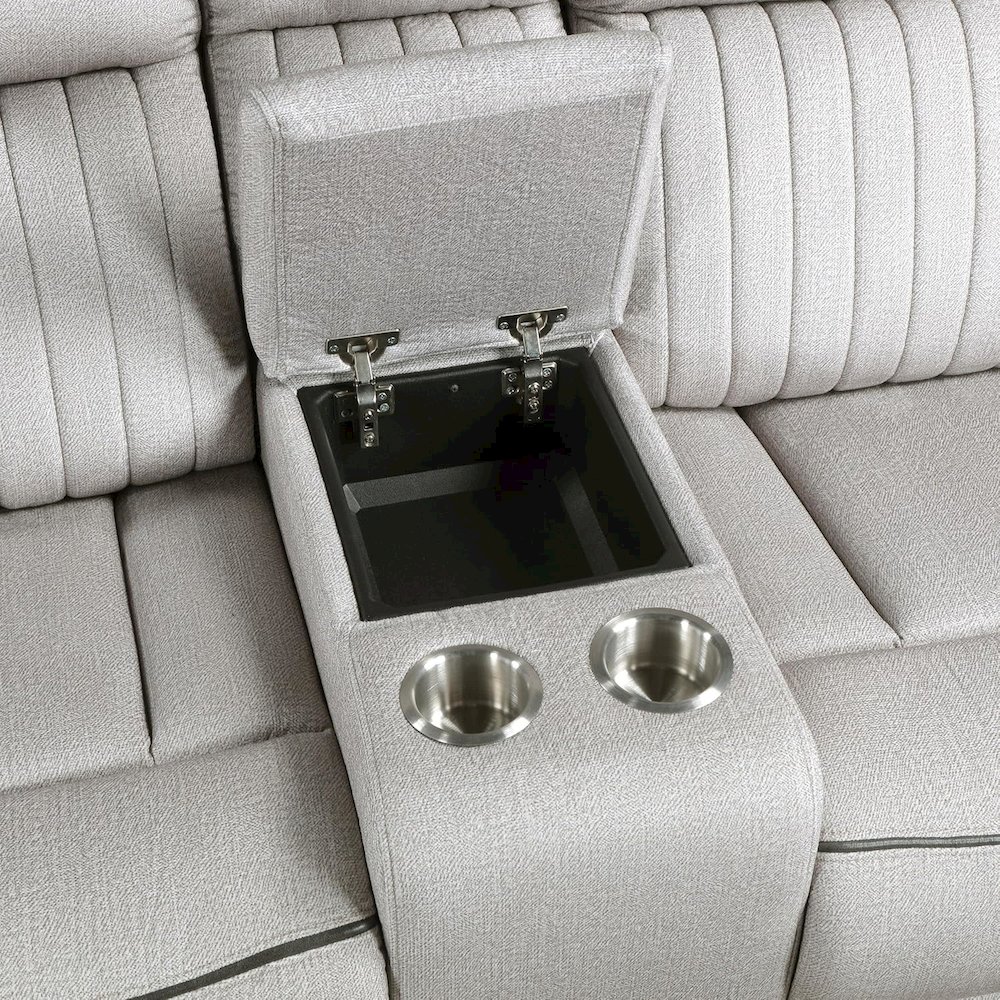 Lexicon Brennen Microfiber Double Reclining Love Seat in Mist. Picture 3