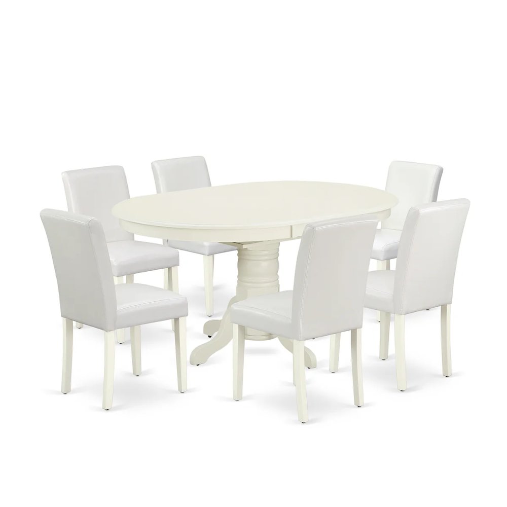 Dining Room Set Linen White, AVAB7-LWH-64. Picture 1