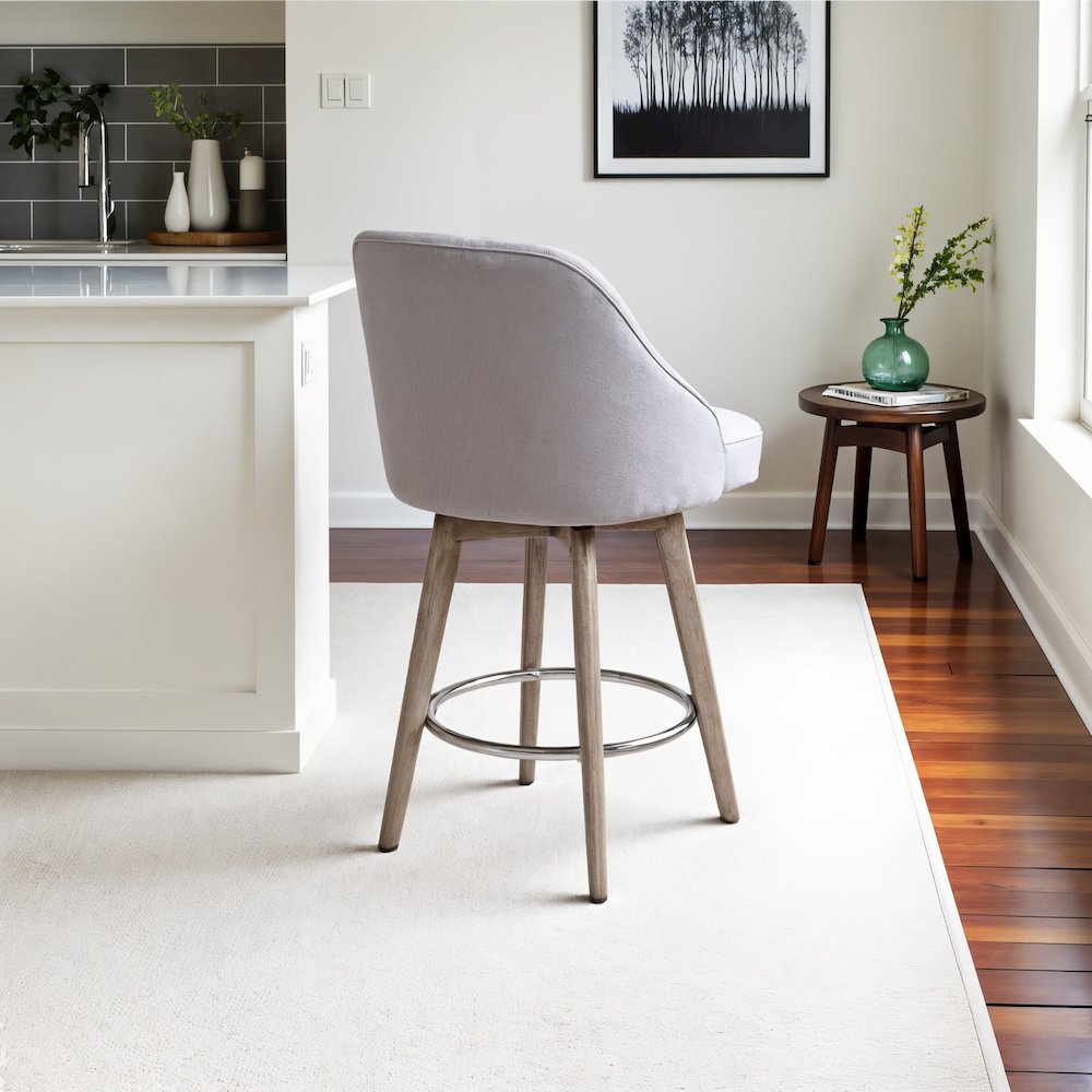 Gray Swivel Counter Stools with Solid Wood Frame, Ideal for Kitchen or Bar. Picture 3