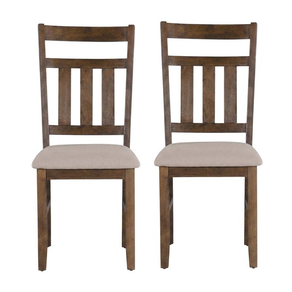 Rustic Umber Side Chair with Polyester Upholstery and Comfortable Seat, Set of 2. Picture 1
