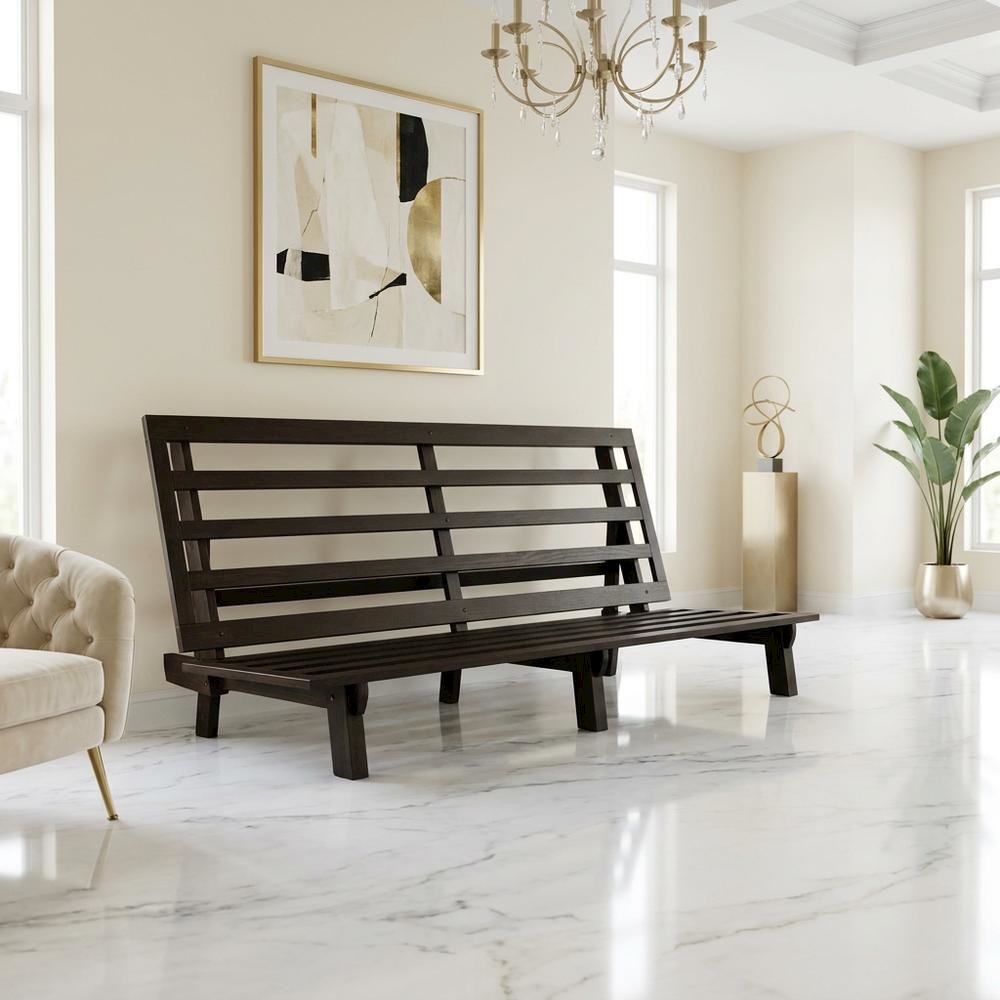 Gray bed frame with sturdy design, classic finish, lightweight and durable. Picture 3
