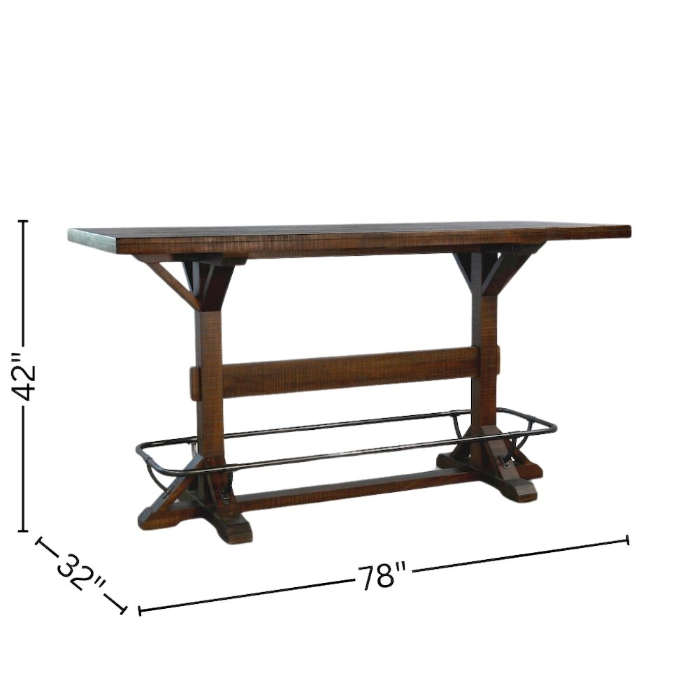 Brown Solid Wood Bar Table, High Top Counter Height Table for Dining Area. Picture 4