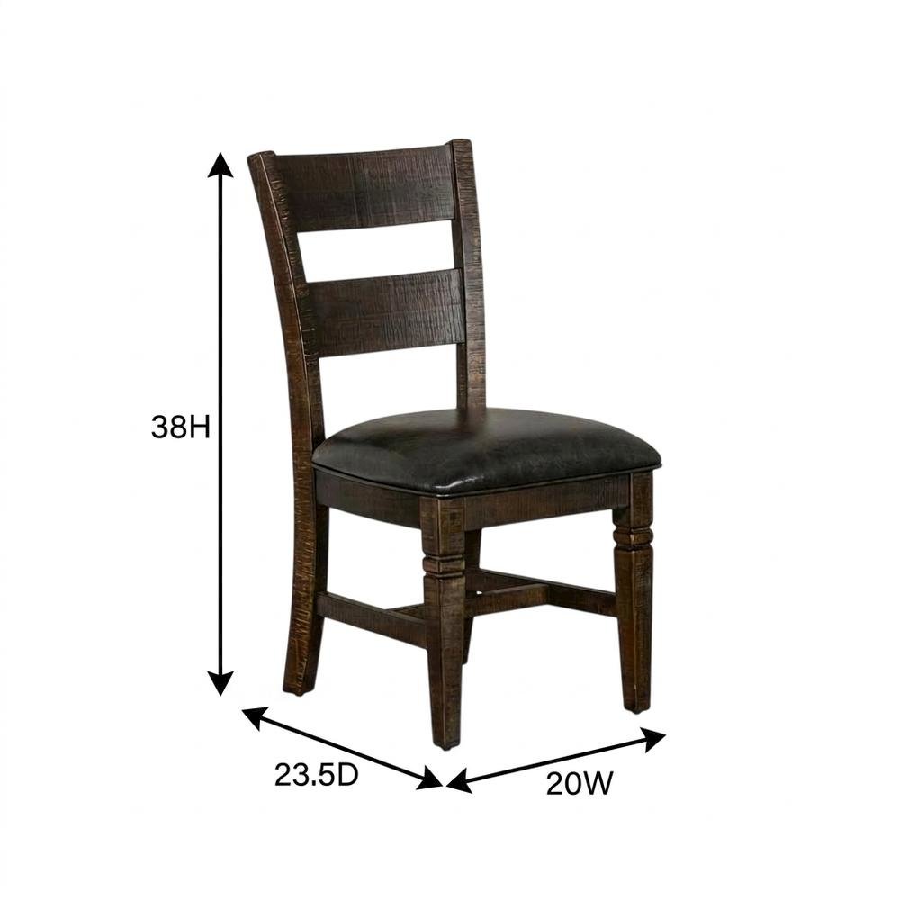 Dark Brown Ladderback Wood Dining Chairs Set of 2 with Transitional Style. Picture 7
