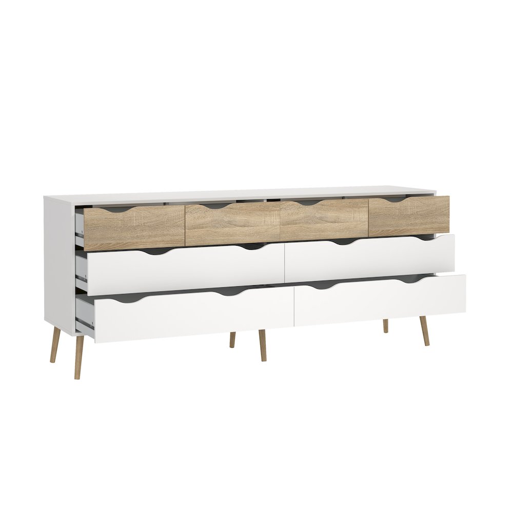 Diana 8 Drawer Double Dresser, White/Oak Structure. Picture 2