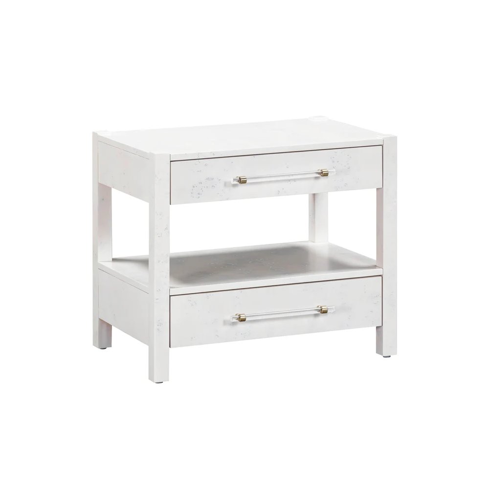 Brandyss White Burl Nightstand. Picture 1