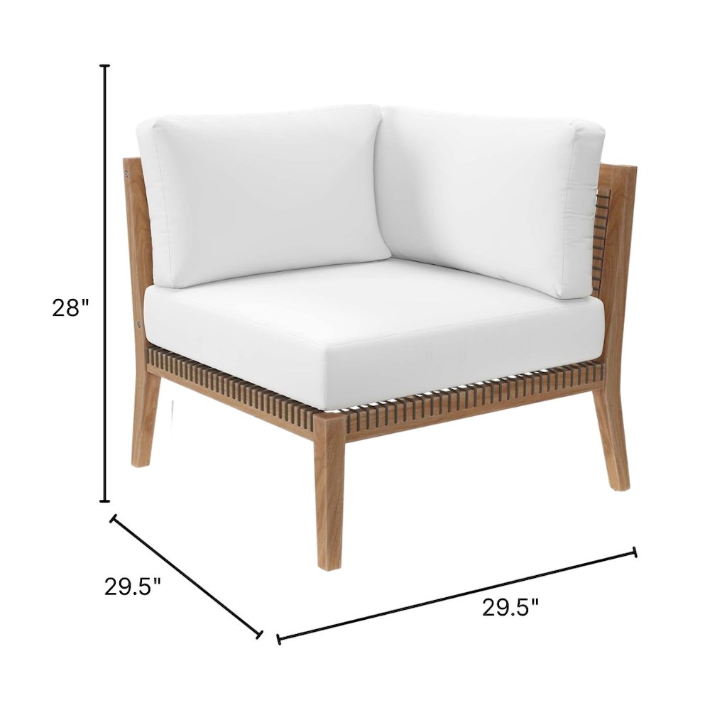 Outdoor Patio Teak Wood Corner Lounge Chair With Cushioned Seat. Picture 7