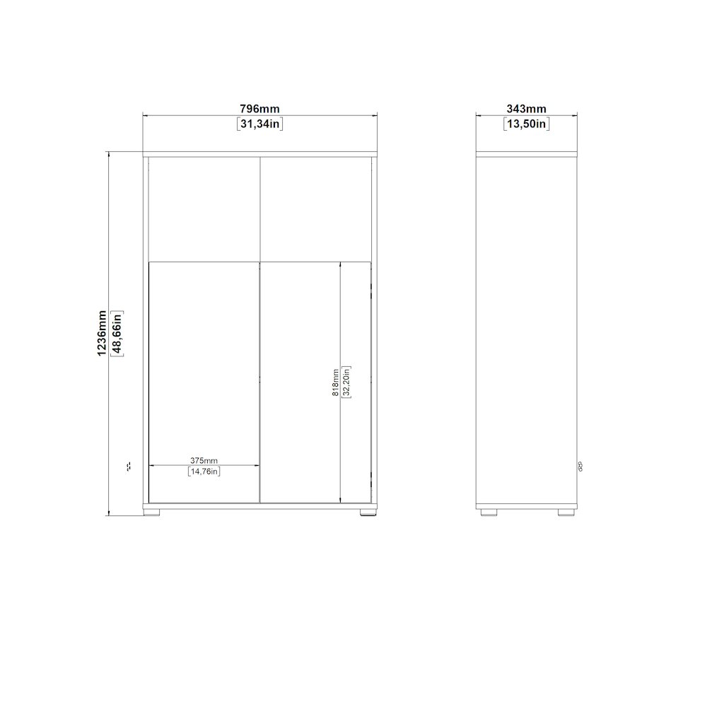 Adjustable 3 Shelf Bookcase with 2 Doors, Open Storage Home Office Bookshelf. Picture 11