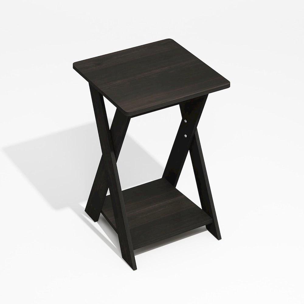 Modern Simplistic Criss-Crossed End Table, Side Table, Black Espresso. Picture 1