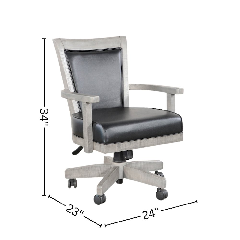 Gray Solid Wood Game Chair with Casters, Cushion Seat for Poker Table Chairs. Picture 4