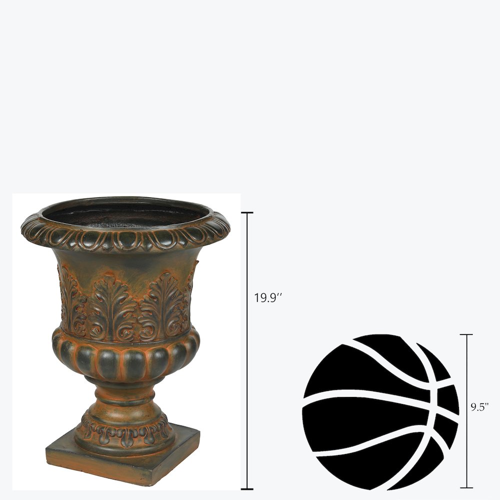Weathered Brown Decorative MgO Urn Planter. Picture 9