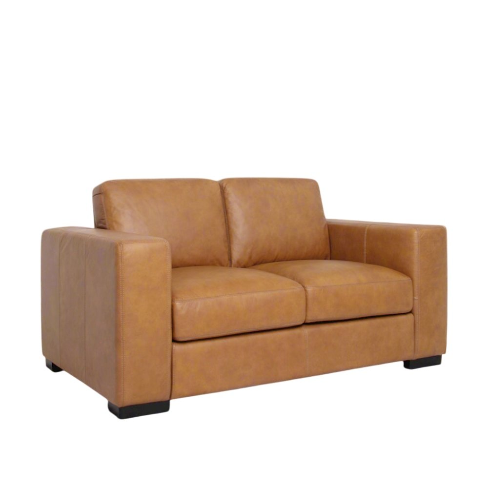 Argento Top Grain Leather Love Seat - Tan. Picture 1