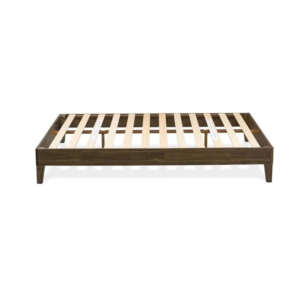 East West Furniture Queen Size Bed Frame with 4 Solid Wood Legs and 2 Extra Center Legs - Walnut Finish. Picture 3