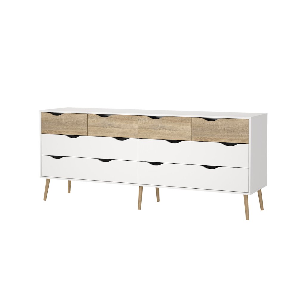 Diana 8 Drawer Double Dresser, White/Oak Structure. Picture 1