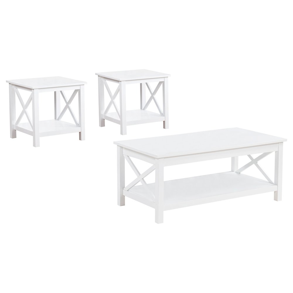 Skyview 3-piece Rectangular Lift Top Coffee Table Set White. Picture 1