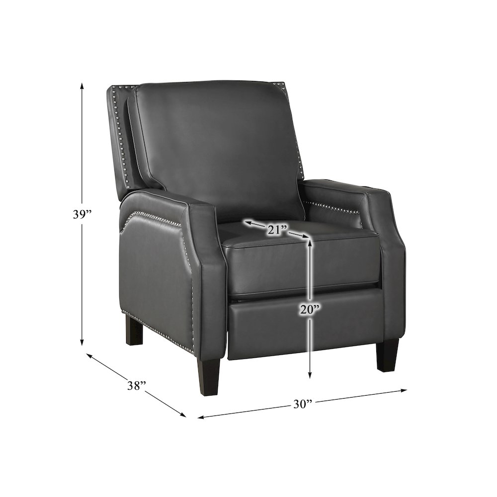 Lexicon Berenson Faux Leather Push Back Recliner in Gray. Picture 4