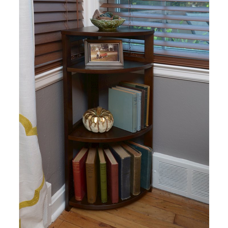 Flip Flop 34" High Corner Folding Bookcase- Mocha Walnut. Picture 4