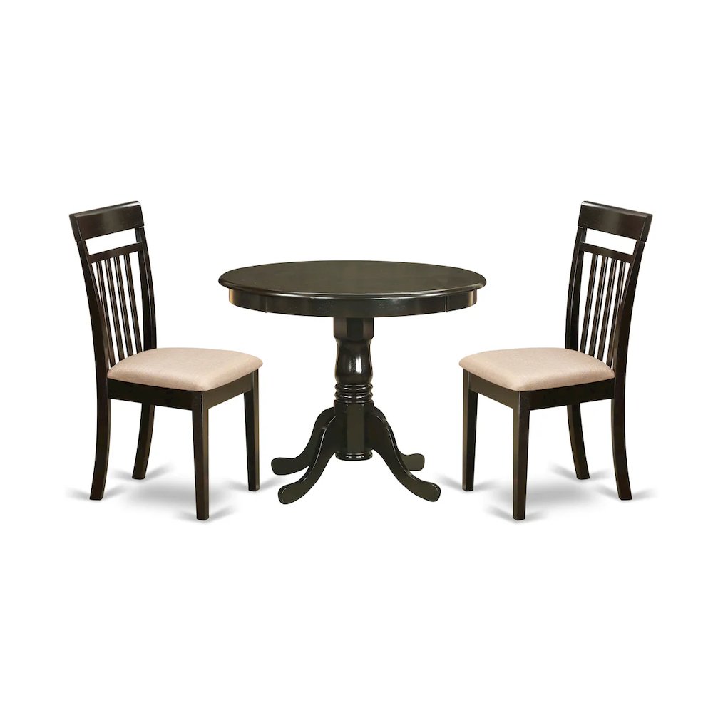 ANCA3-CAP-C 3 Pc small Kitchen Table set-breakfast nook plus 2 dinette Chairs. Picture 1