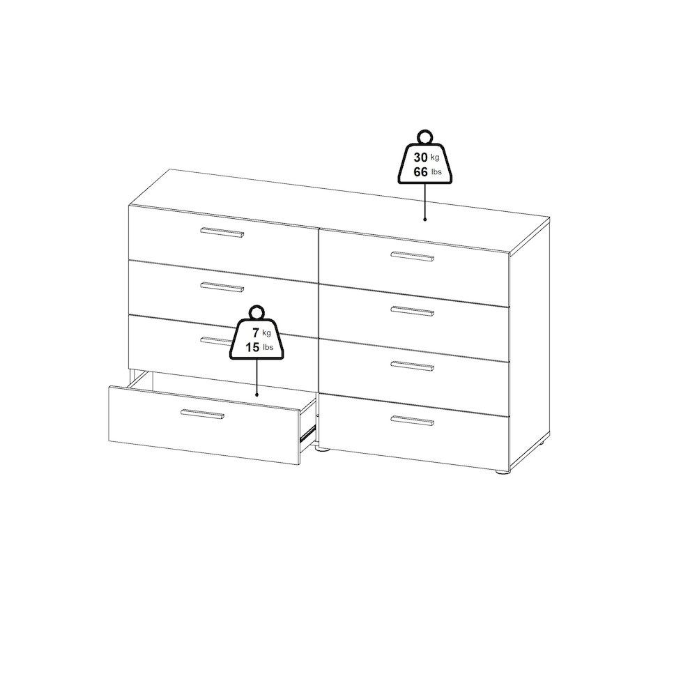 Austin 8 Drawer Double Dresser, White. Picture 5