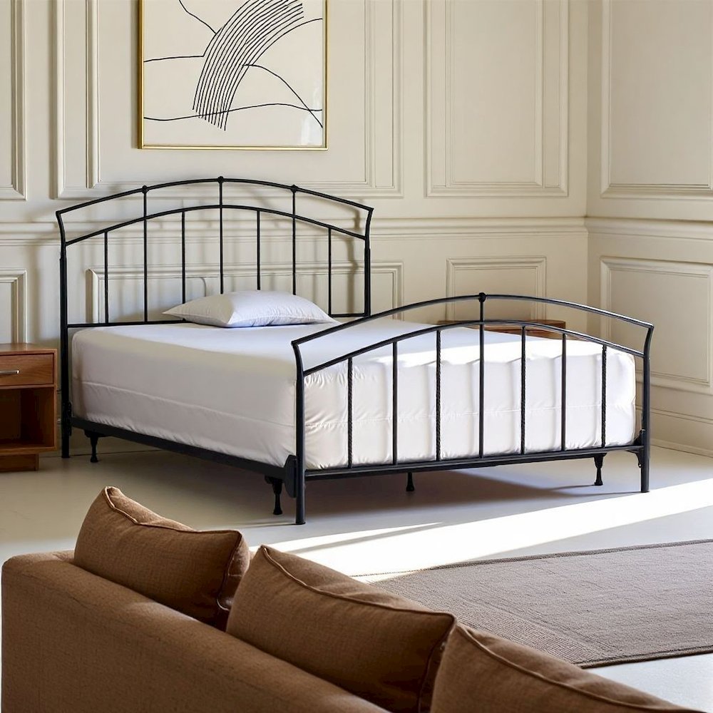 Iron Bed Frame in Antique Brown Finish, Metal Queen Size with Headboard. Picture 3
