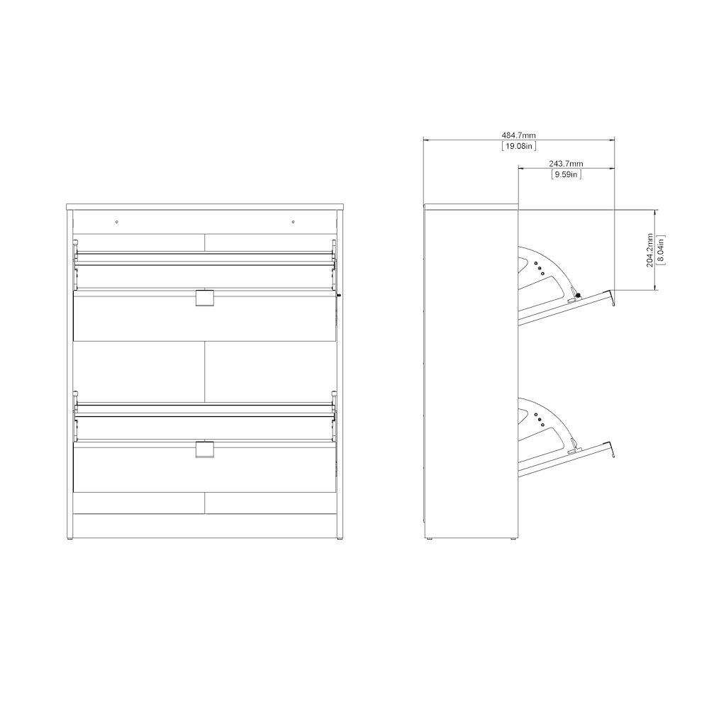Bright 2 Drawer Shoe Cabinet, Black Matte. Picture 9