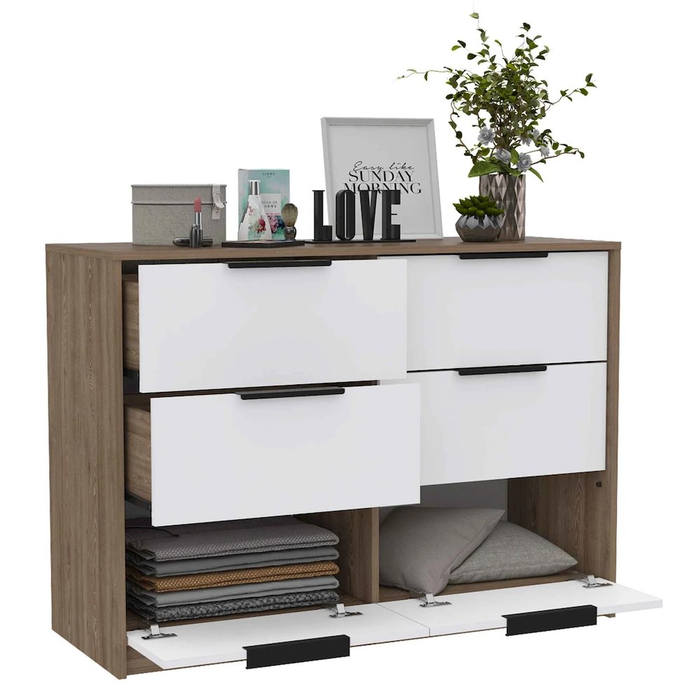 Kaia Four Drawer Double Dresser Pine / White MDF. Picture 4