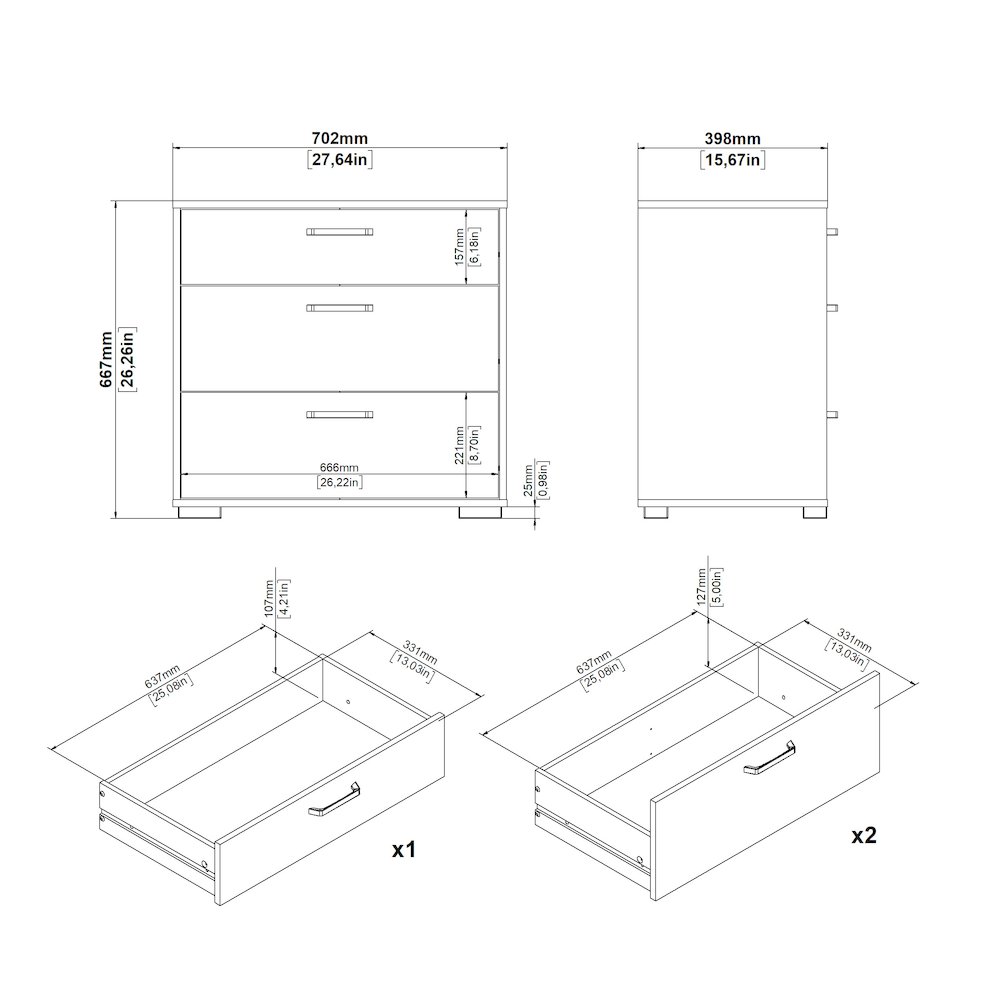 Sofia 3 Drawer Chest, Jackson Hickory. Picture 14