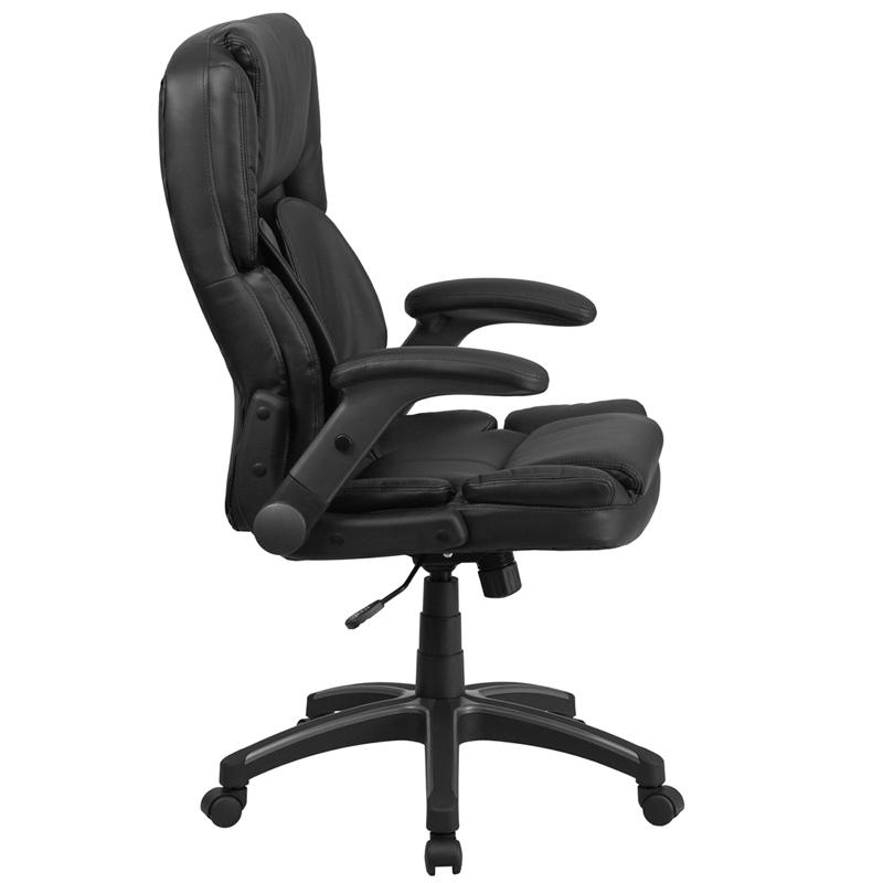 Extreme Comfort High Back Black Executive Swivel Office Chair with Flip-Up Arms. Picture 2