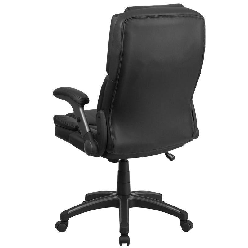 Extreme Comfort High Back Black Executive Swivel Office Chair with Flip-Up Arms. Picture 3