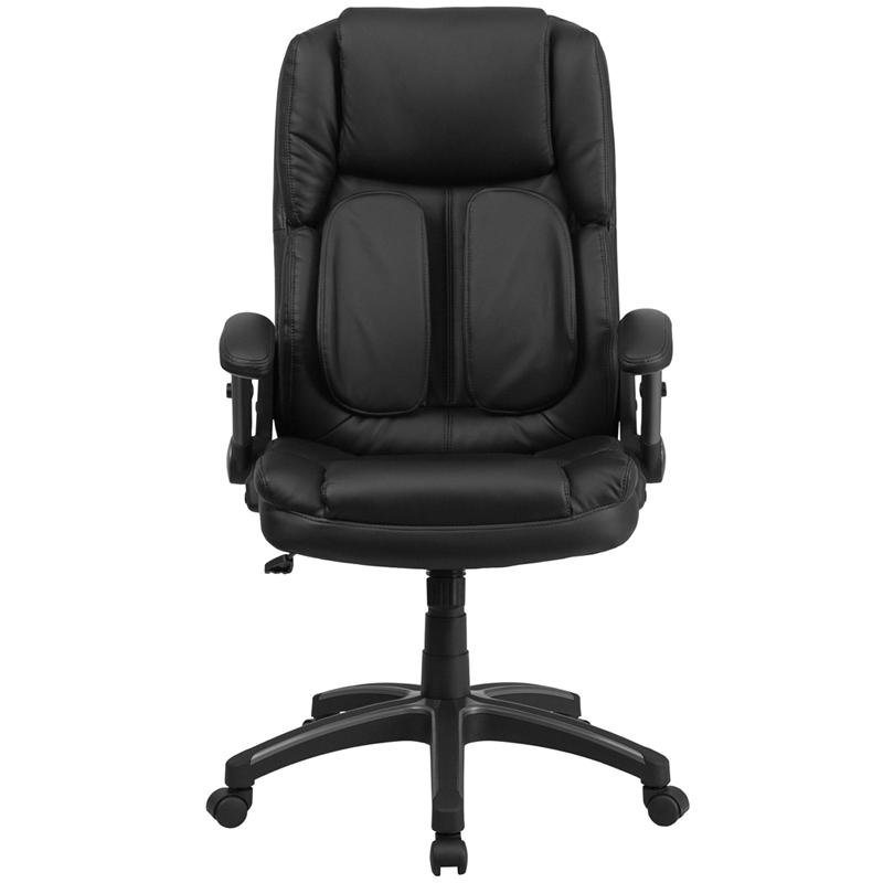 Extreme Comfort High Back Black Executive Swivel Office Chair with Flip-Up Arms. Picture 4