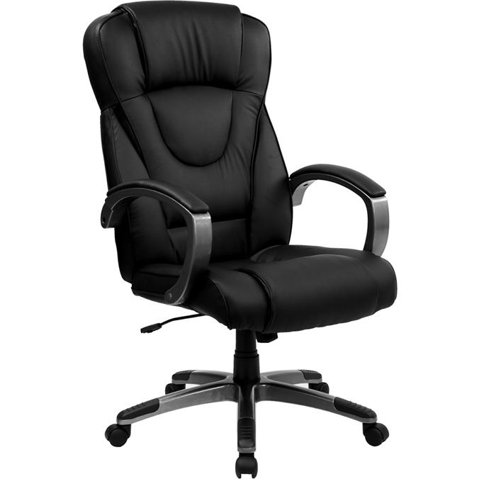 High Back Black Executive Swivel Office Chair with Titanium Nylon Base. Picture 1