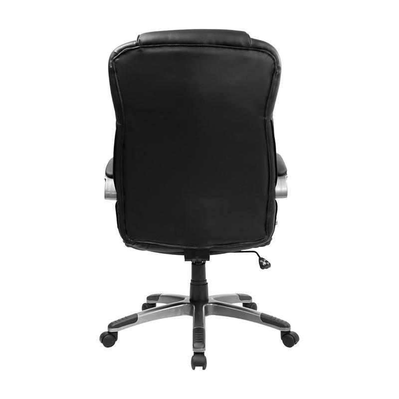 High Back Black Executive Swivel Office Chair with Titanium Nylon Base. Picture 3