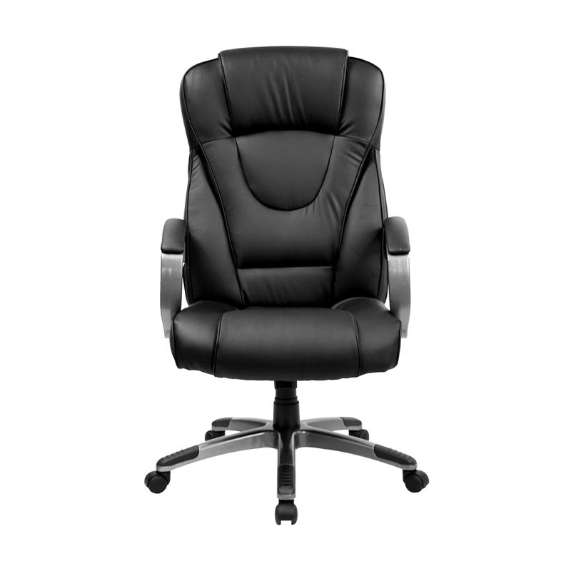 High Back Black Executive Swivel Office Chair with Titanium Nylon Base. Picture 4