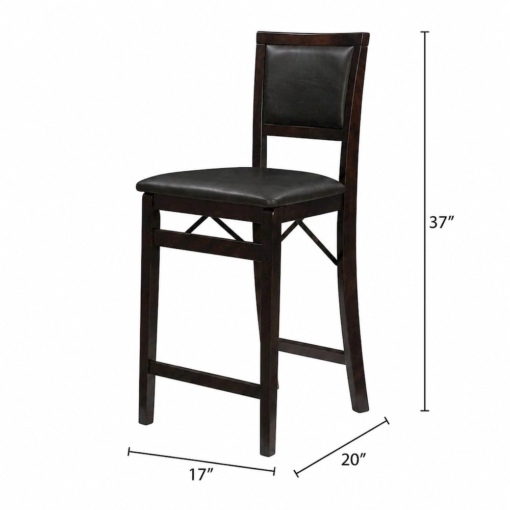 Foldable Plywood Counter Stool with Merlot Finish and Comfortable Foam Seat. Picture 4