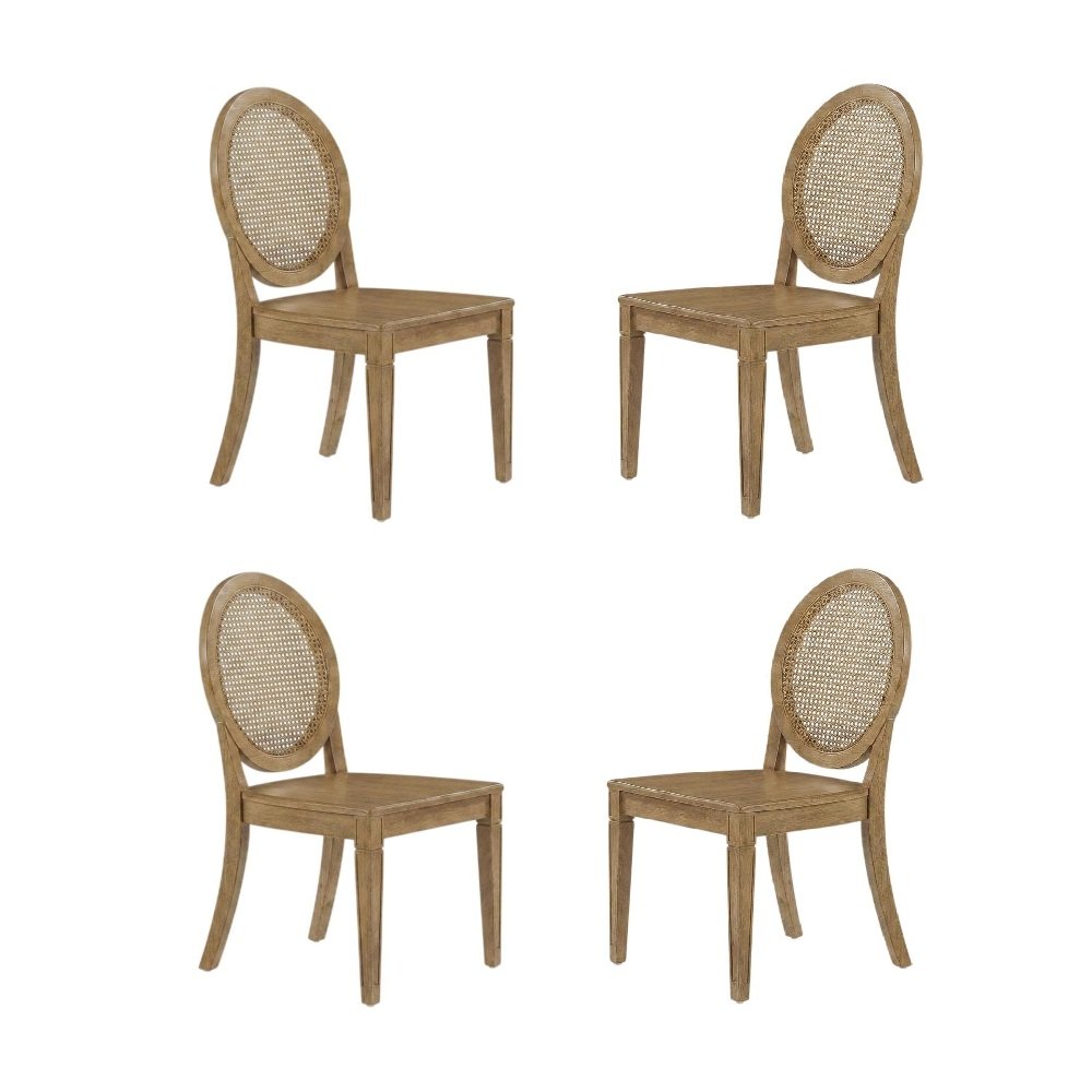 Set of 4 Cane-Back Dining Chairs with Wooden Frame and Comfort Seats. Picture 1