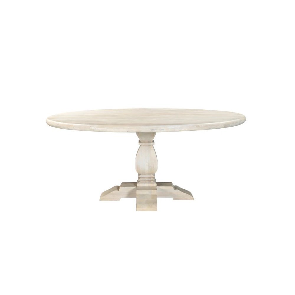 Benedict 71" Round Dining Table - White Wash. Picture 2