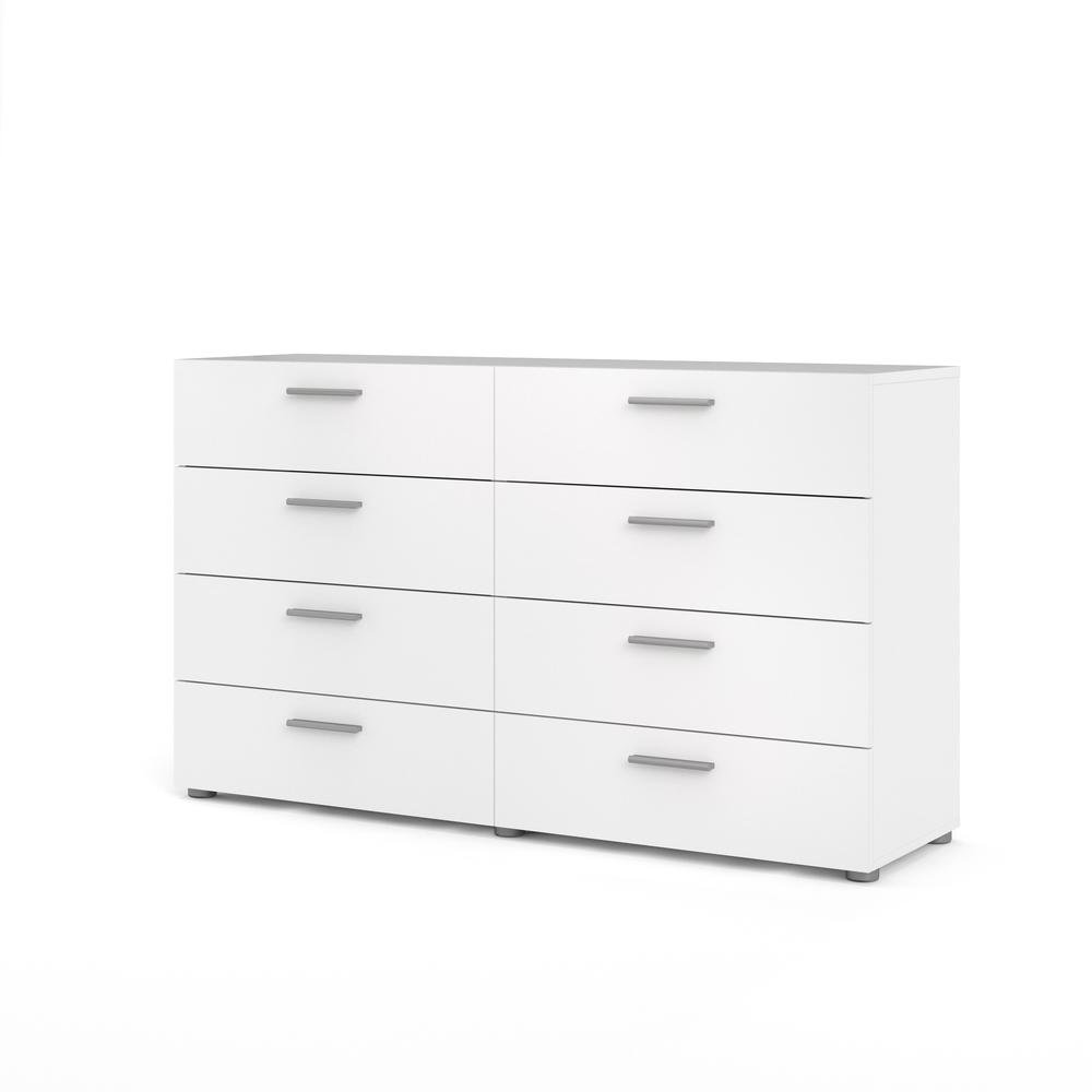 Sleek White Double Dresser with Eight Spacious Drawers for Bedroom Storage. Picture 2