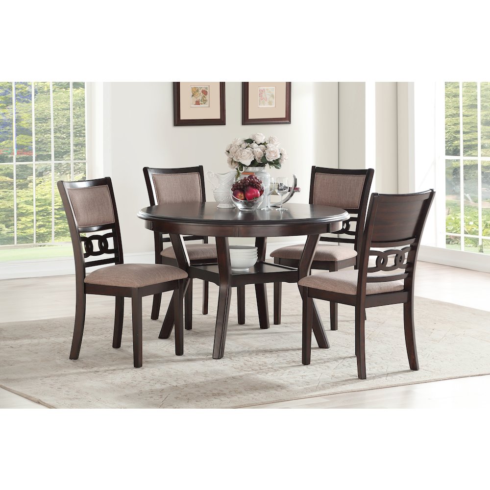 Gia 5-Piece 47" Wood Round Dining Set, Brown. Picture 2