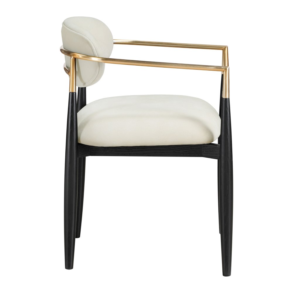 Riccio Beige Performance Fabric Upholstered Dining Arm Chair, Set of 2. Picture 3