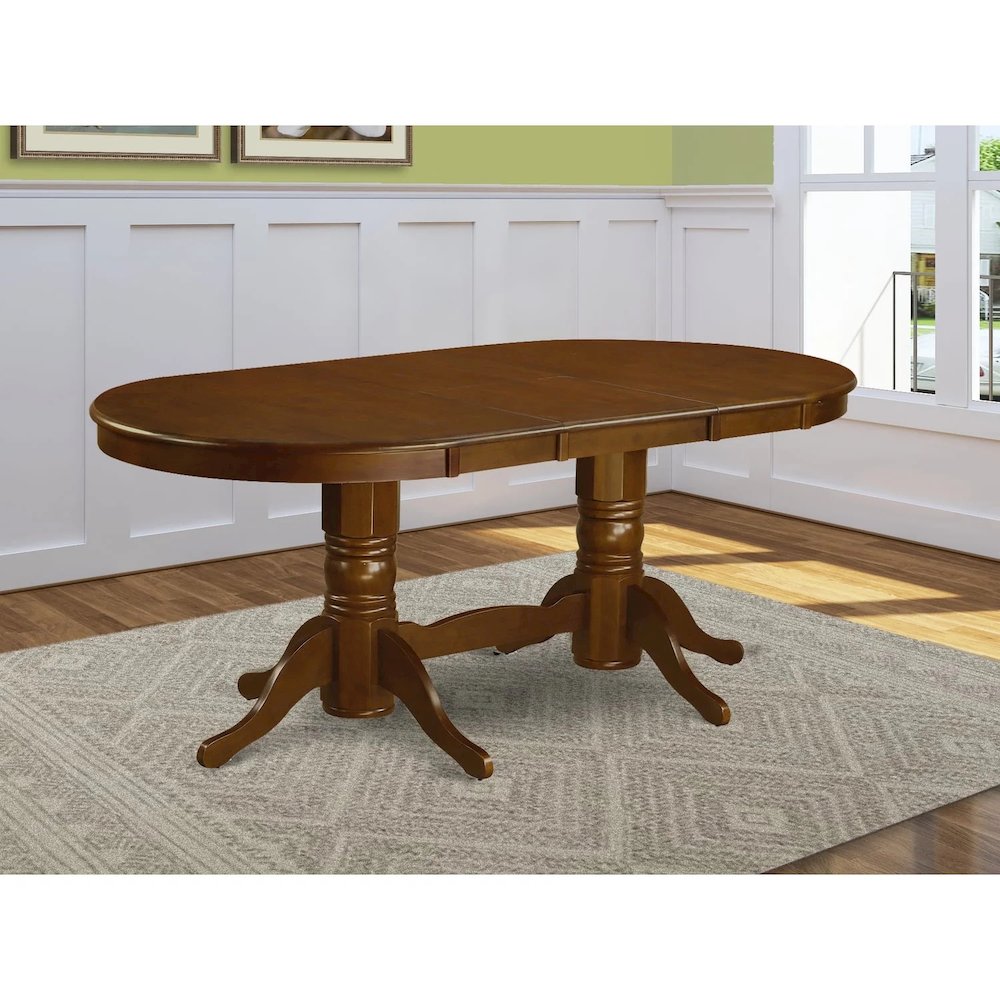 Vancouver  Oval  Double  Pedestal  dining  room  Table  with  17"  Butterfly  Leaf  in  Espresso  Finish. Picture 4